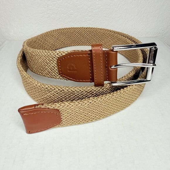 COLE HAAN Tubular Stretch Web Belt Khaki Brown Size 40 35mm F12344 - Picture 1 of 6